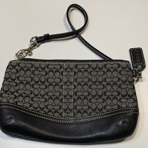 Coach Signature Black and Gray Wristlet
